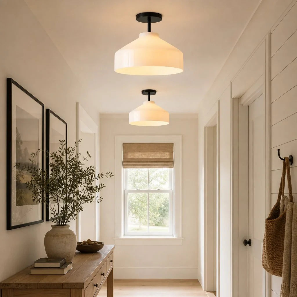 Minimalist Ceiling Lamp Matte Metal Scandinavian Design Beige Smokey Grey | Sansoti
