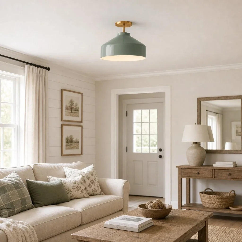 Minimalist Ceiling Lamp Matte Metal Scandinavian Design Beige Smokey Grey | Sansoti