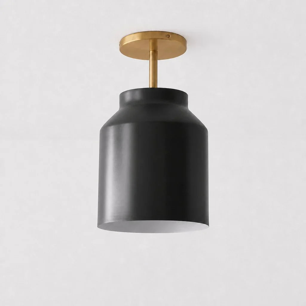 Minimalist Ceiling Lamp Matte Metal Scandinavian Design Beige Smokey Grey | Sansoti