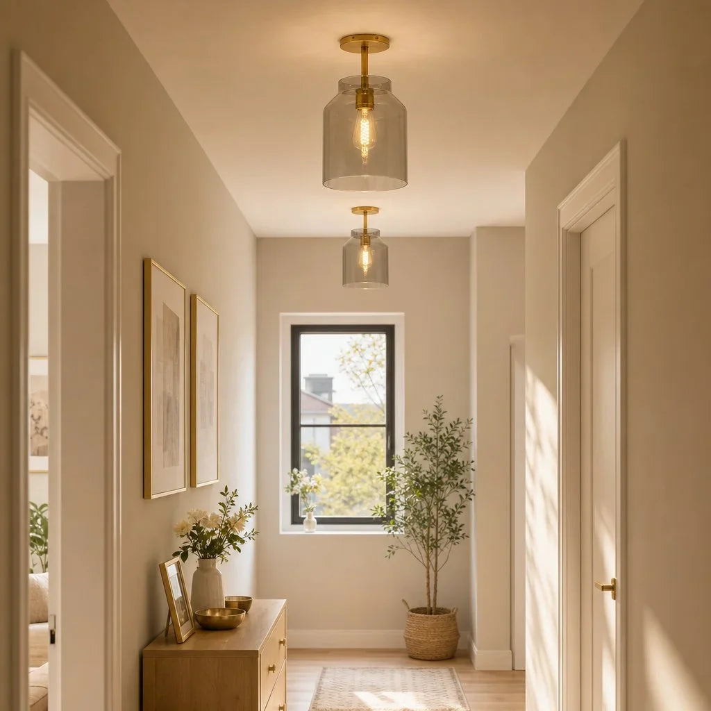 Minimalist Ceiling Lamp Matte Metal Scandinavian Design Beige Smokey Grey | Sansoti