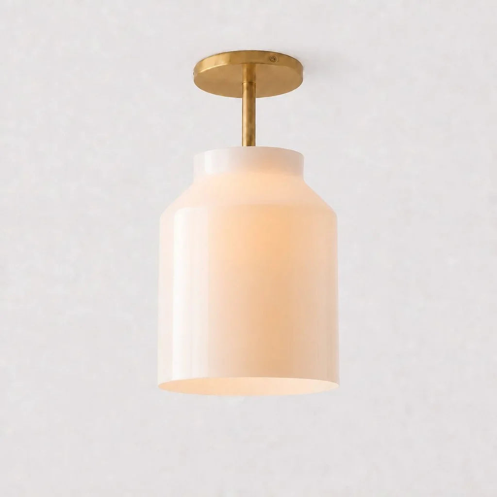 Minimalist Ceiling Lamp Matte Metal Scandinavian Design Beige Smokey Grey | Sansoti