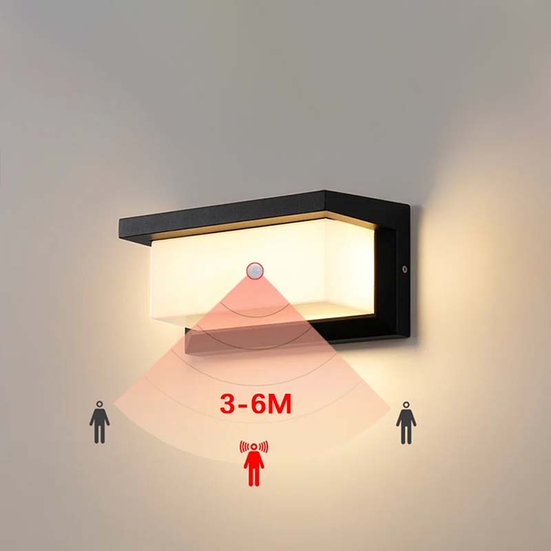 Outdoor Wall Light with Motion Sensor 18W LED Black Waterproof Lighting for Garden, Veranda, Driveway, Facade, Garage | Sansoti