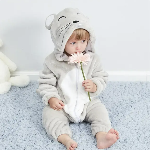 Body bébé panda coton polyester noir blanc Pyjama bébé costume animal avec capuche Unisexe Combinaison bébé | Sansoti