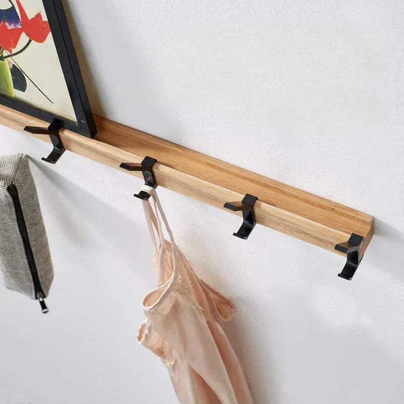 Wandgarderobe met Verstelbare Haken – Scandinavische Kapstok van Hout & Metaal | Sansoti