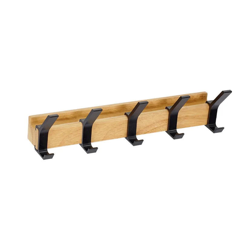 Wall Coat Rack with Adjustable Hooks – Scandinavian Coat Stand of Wood & Metal | Sansoti