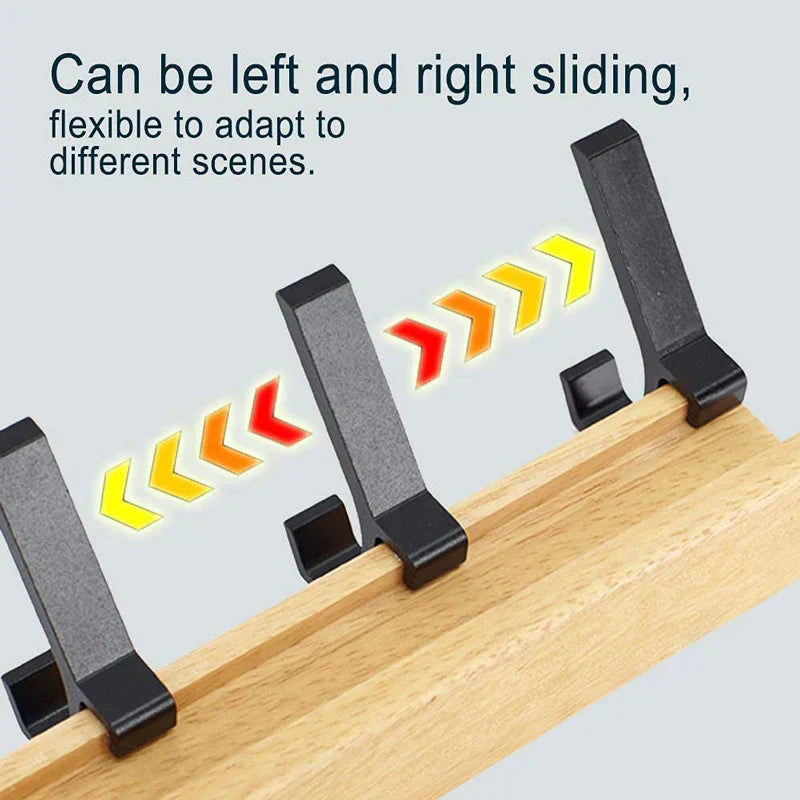 Wall Coat Rack with Adjustable Hooks – Natural Wood and Aluminum – 5 Rotating Hooks for Hall and Bedroom – Scandinavian Style | Sansoti