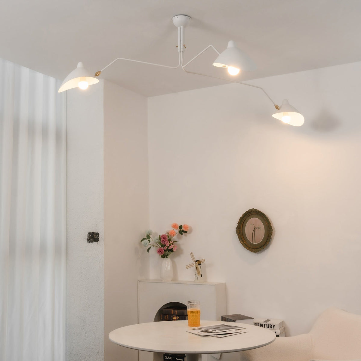 Adjustable Multi-Arm Spider Ceiling Lamp Industrial Design Brass Details Black White Scandinavian Modern | Sansoti