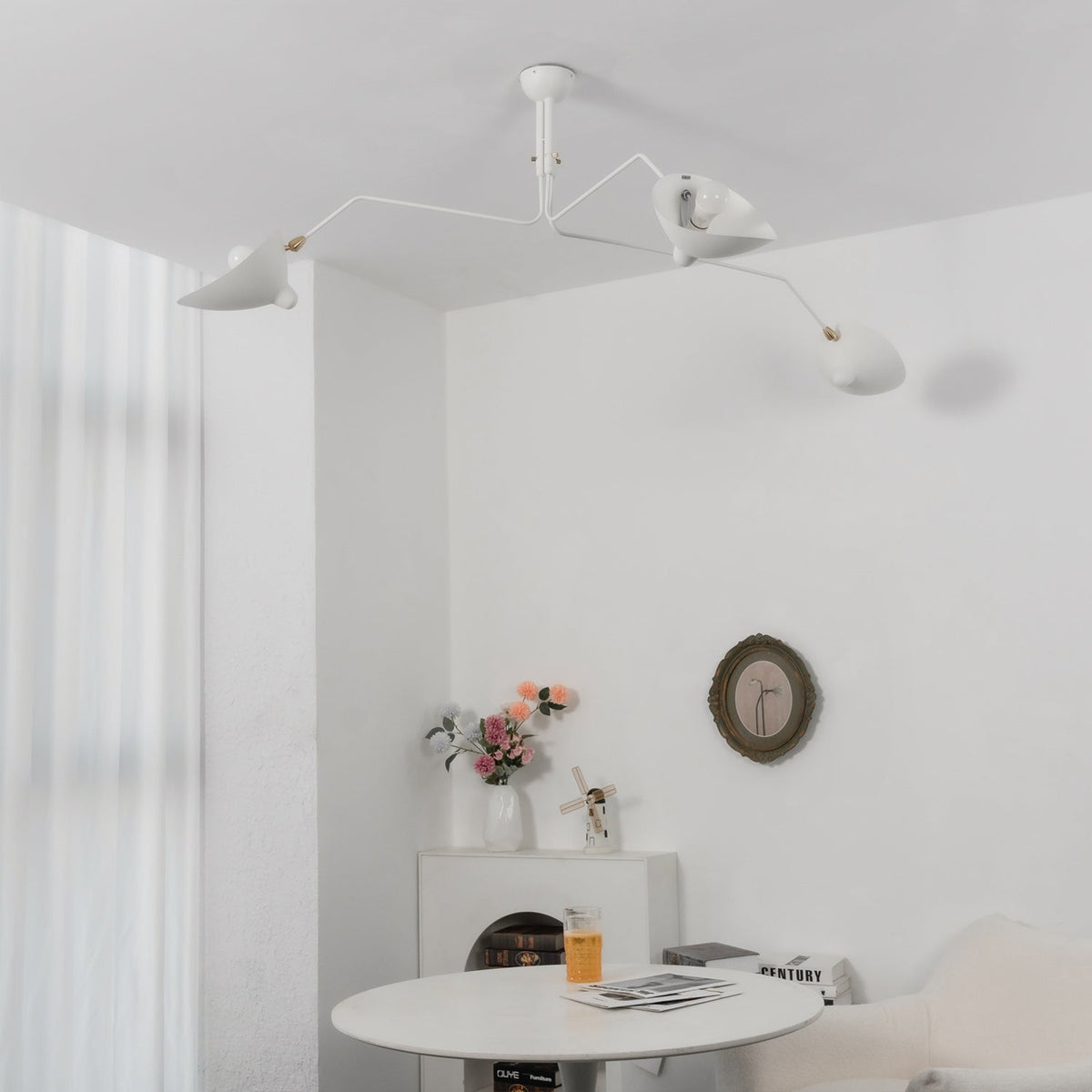 Adjustable Multi-Arm Spider Ceiling Lamp Industrial Design Brass Details Black White Scandinavian Modern | Sansoti