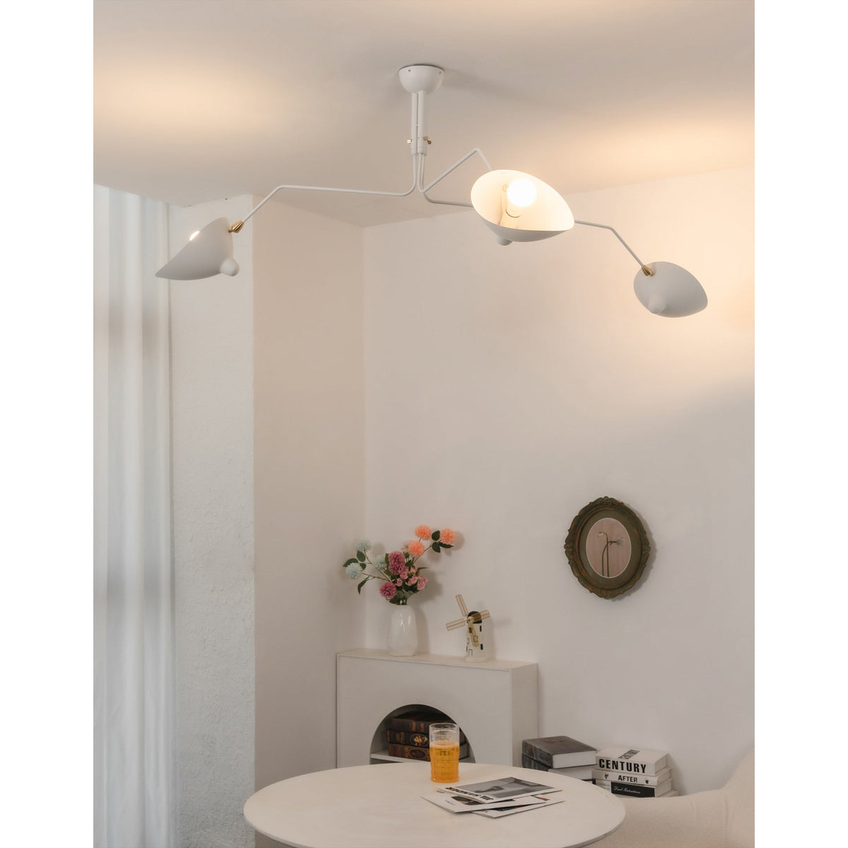 Adjustable Multi-Arm Spider Ceiling Lamp Industrial Design Brass Details Black White Scandinavian Modern | Sansoti