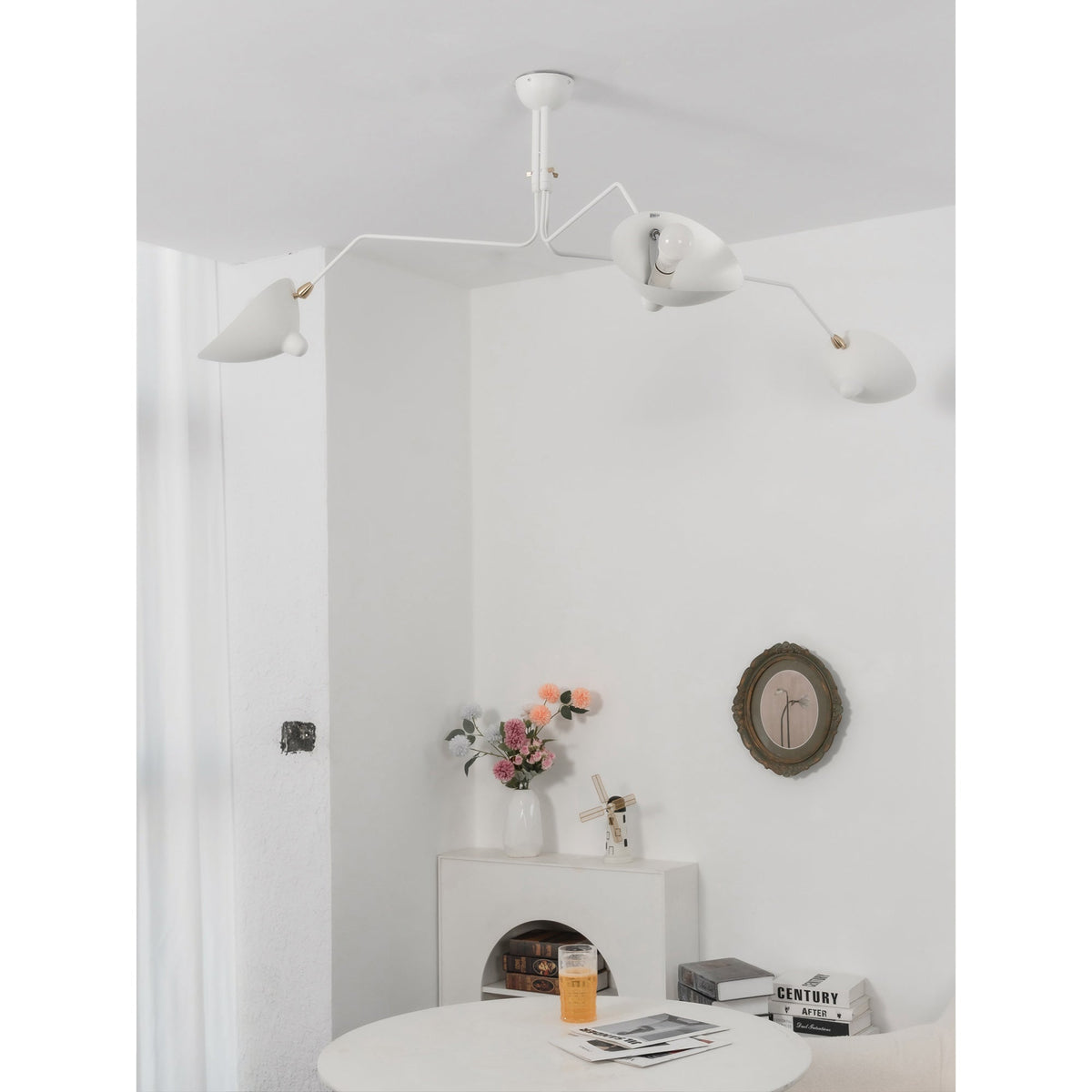 Adjustable Multi-Arm Spider Ceiling Lamp Industrial Design Brass Details Black White Scandinavian Modern | Sansoti