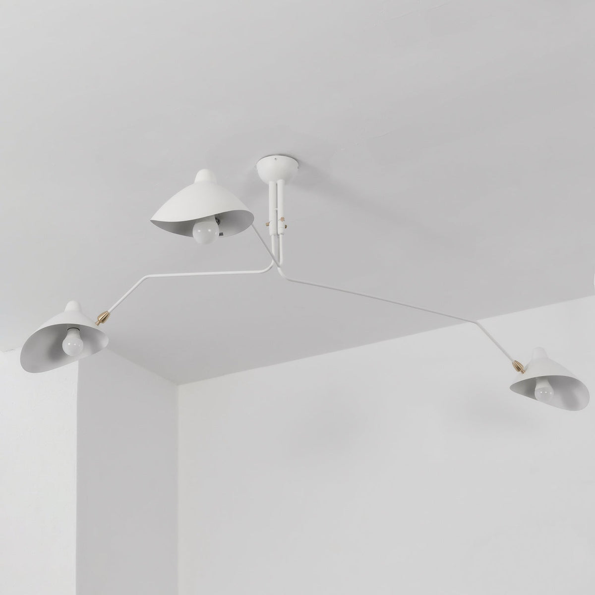 Adjustable Multi-Arm Spider Ceiling Lamp Industrial Design Brass Details Black White Scandinavian Modern | Sansoti