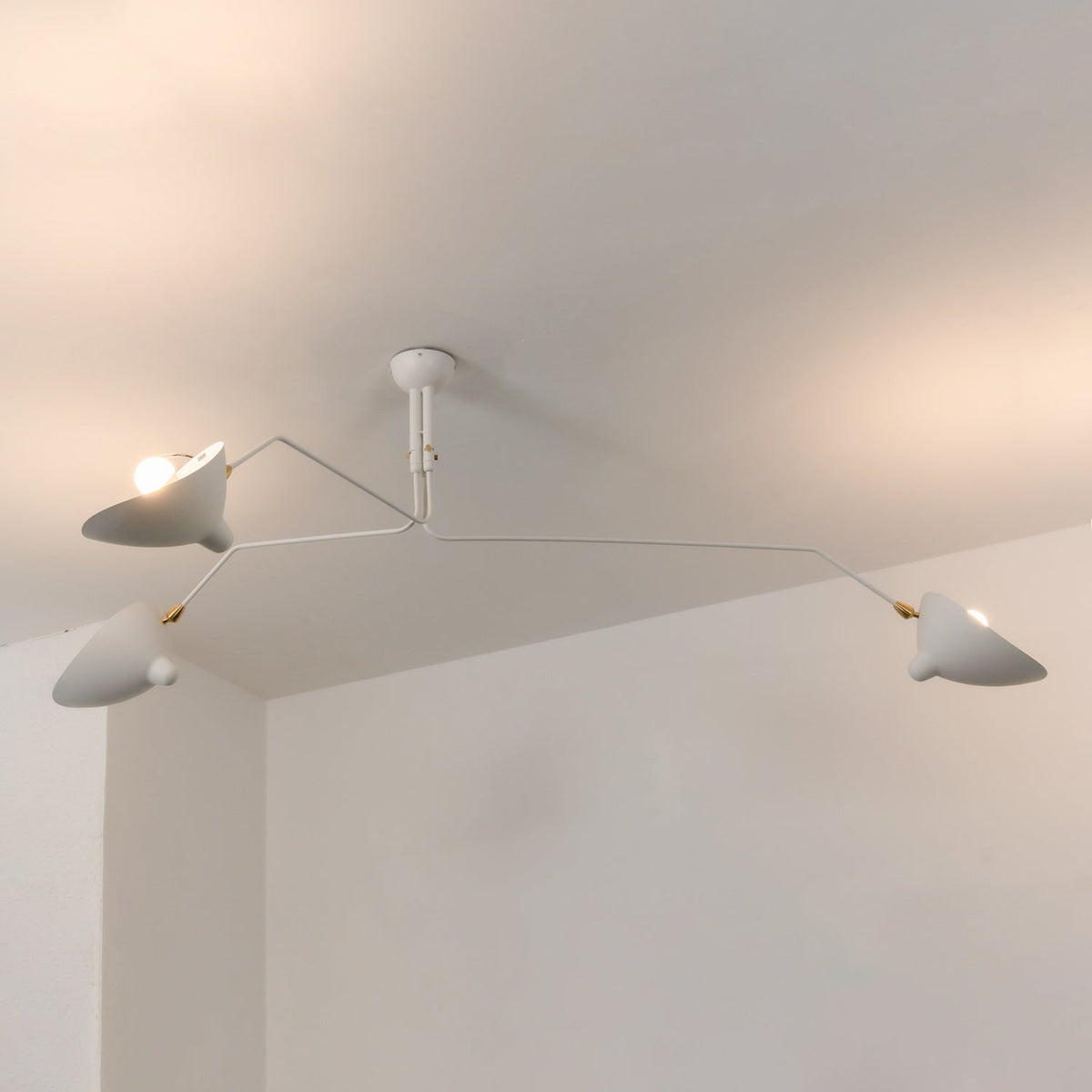 Adjustable Multi-Arm Spider Ceiling Lamp Industrial Design Brass Details Black White Scandinavian Modern | Sansoti