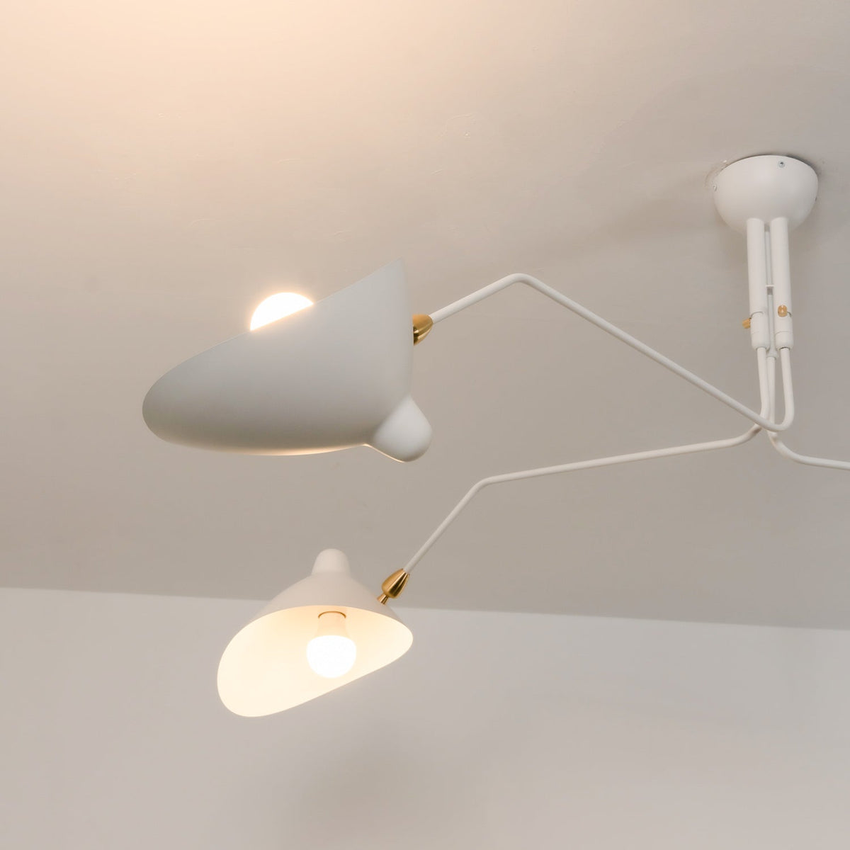Adjustable Multi-Arm Spider Ceiling Lamp Industrial Design Brass Details Black White Scandinavian Modern | Sansoti