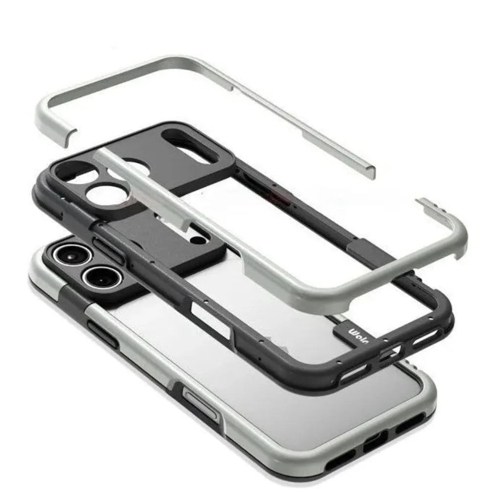 Zweifarbige iPhone-Silikon-Bumperhülle mit Kamerarandschutz, stoßfest, für iPhone 13–17 | Sansoti