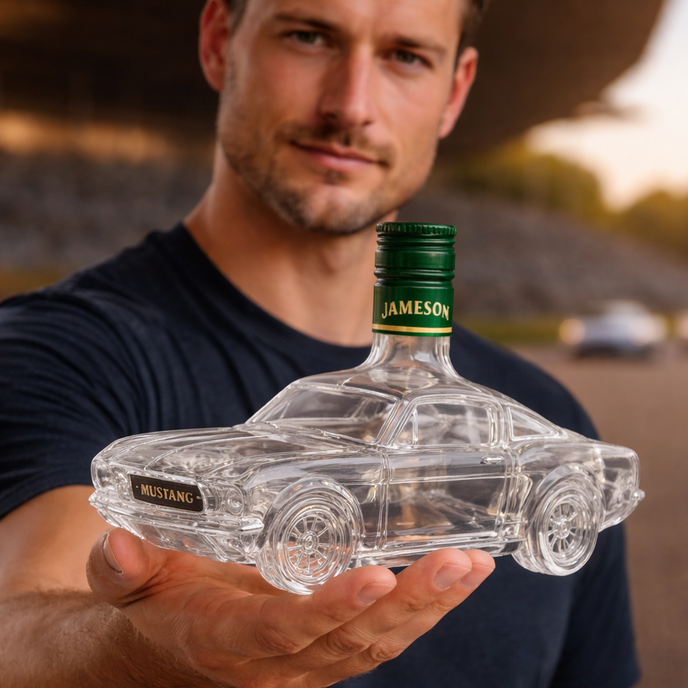 Glaskaraffe für Whisky im Sportwagendesign 850 ml Transparent für Bar Zuhause Dekoratives Geschirr Getränkespender | Sansoti