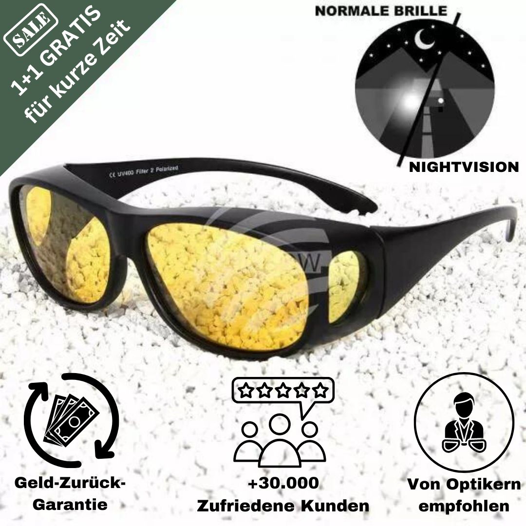 Lunettes de Conduite de Nuit avec Verres Jaunes pour une Vision Claire la Nuit et par Brouillard | Lunettes Anti-éblouissement | Réduit l’Éblouissement des Phares | Taille Universelle Compatible avec Lunettes Correctrices | Monture Confortable | Sansoti