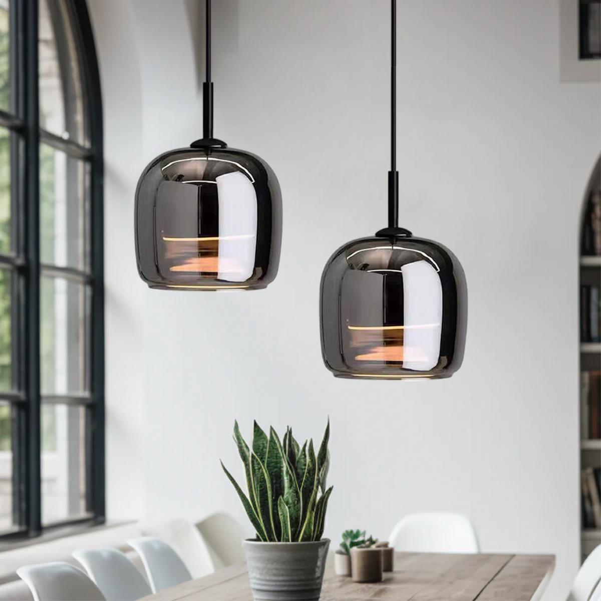 Pendant Lamp Black Glass Scandinavian Nordic LED E27 16cm Pendant Lamp Kitchen Living Room Luxury | Sansoti