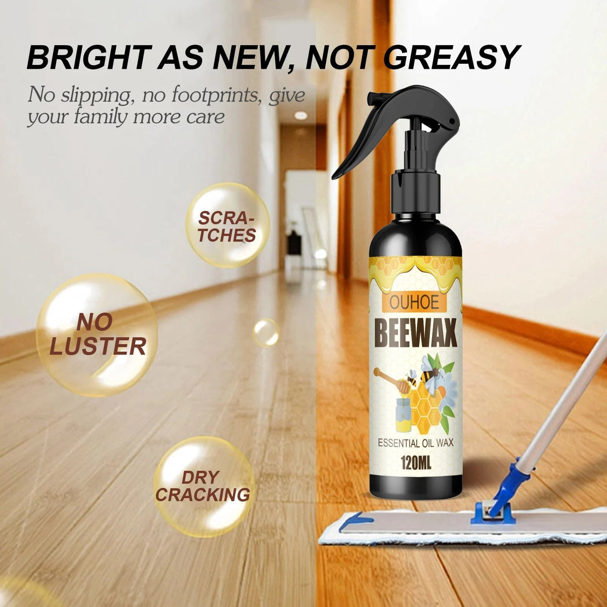 Natürliches Bienenwachs-Spray zur Möbelpflege 120ml Rutschfest Duft- & Giftfrei Holzpflege Möbelschutz | Sansoti