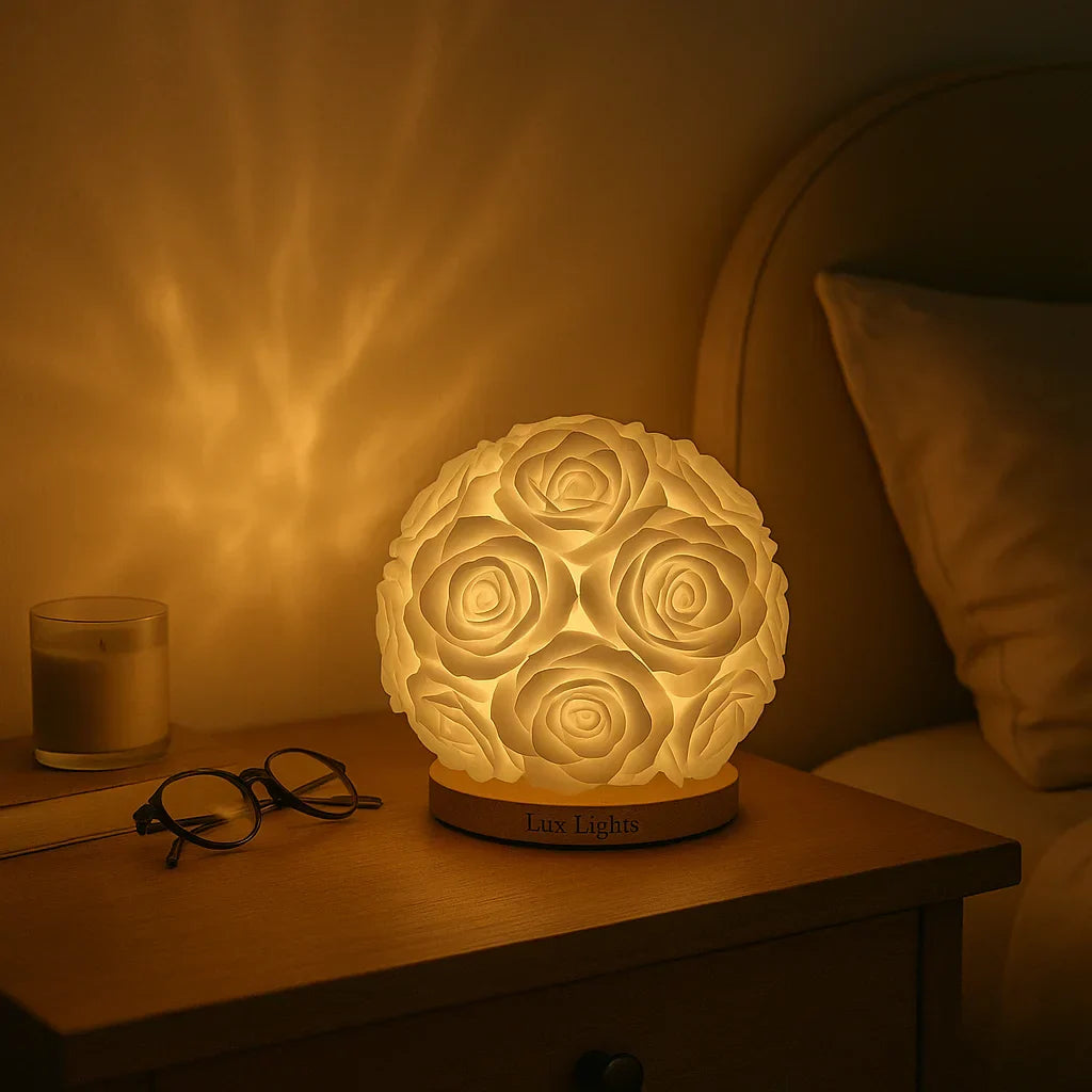 Dekorative Rosenbeleuchtung mit warmem LED-Leuchten – Künstliche Blumen Tischlampe für stimmungsvolle Wohnräume | Sansoti