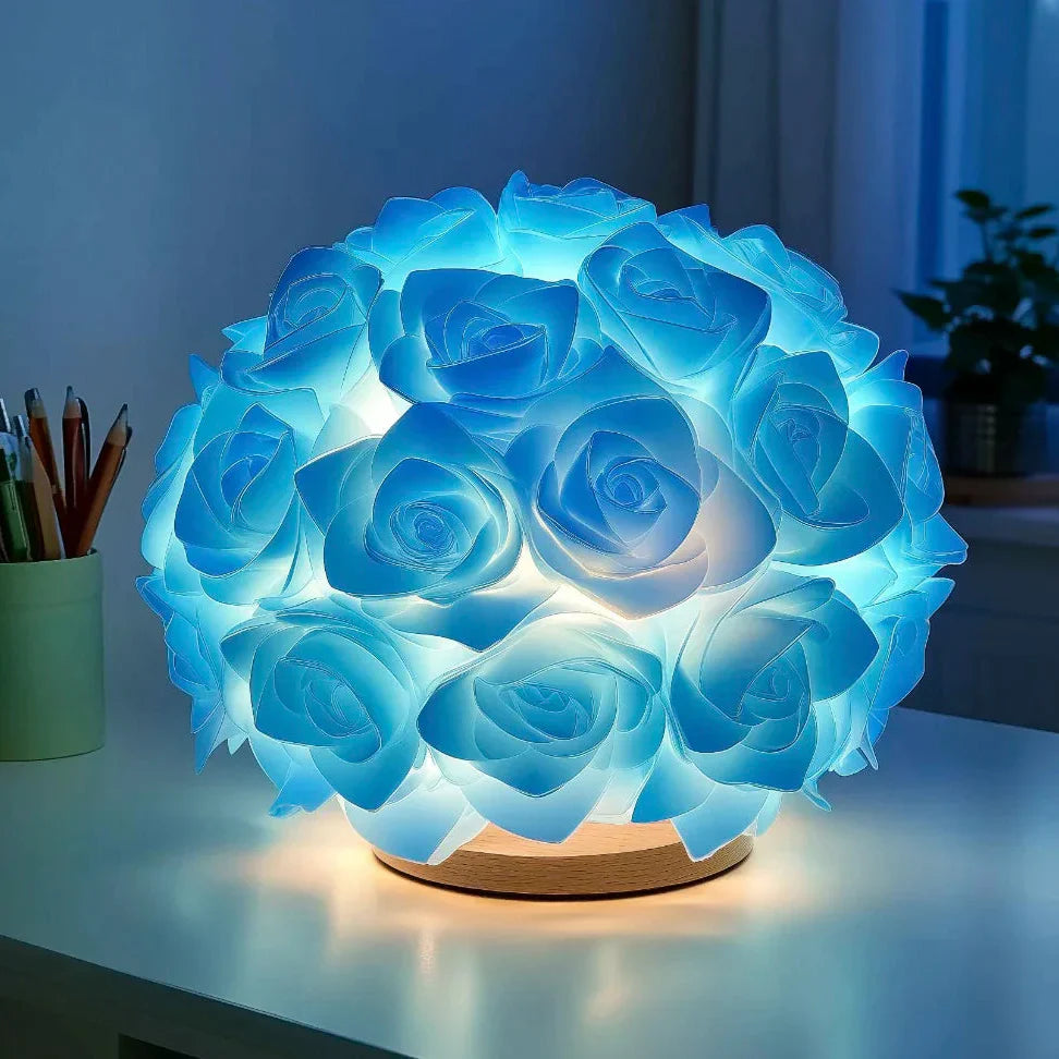 Dekorative Rosenbeleuchtung mit warmem LED-Leuchten – Künstliche Blumen Tischlampe für stimmungsvolle Wohnräume | Sansoti