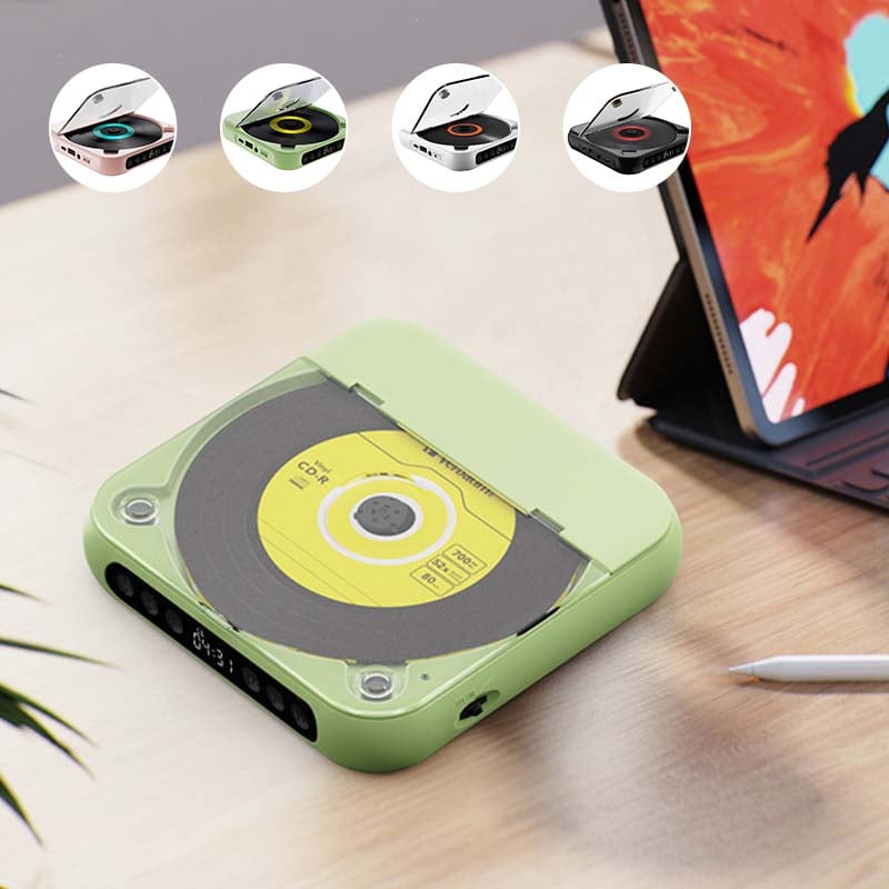 Portable Bluetooth CD Player – Compact & Rechargeable – Compatible with CD, CD-R, CD-RW & MP3 – Includes USB-C – Wireless & 3.5mm Audio | Sansoti