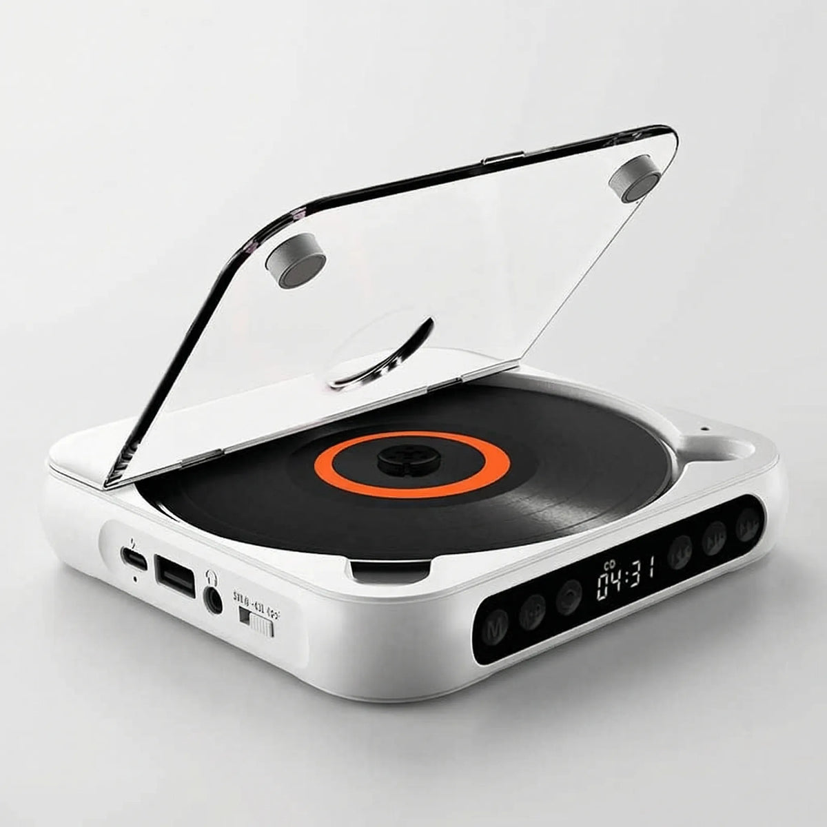 Portable Bluetooth CD Player – Compact & Rechargeable – Compatible with CD, CD-R, CD-RW & MP3 – Includes USB-C – Wireless & 3.5mm Audio | Sansoti