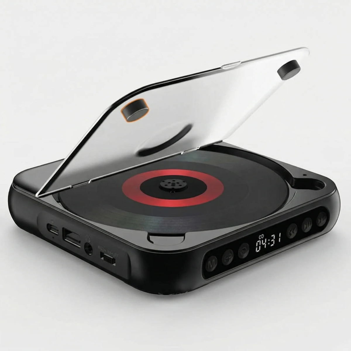 Portable Bluetooth CD Player – Compact & Rechargeable – Compatible with CD, CD-R, CD-RW & MP3 – Includes USB-C – Wireless & 3.5mm Audio | Sansoti