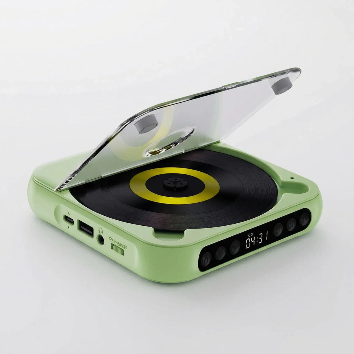 Portable Bluetooth CD Player – Compact & Rechargeable – Compatible with CD, CD-R, CD-RW & MP3 – Includes USB-C – Wireless & 3.5mm Audio | Sansoti