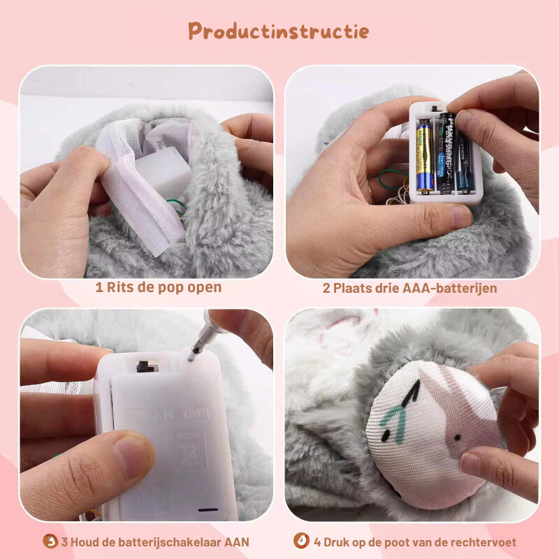 Plush Cuddle Bunny with Light and Heartbeat Sound for Sleeping and Relaxation Comfort Toy | Sansoti