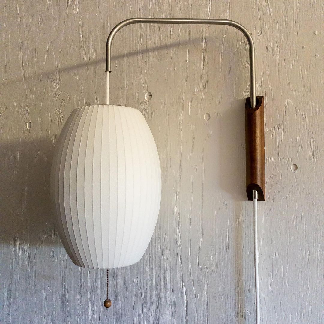 Wandlamp Zijden Kap Walnoot Metaal Wit Woonkamer Slaapkamer | Sansoti