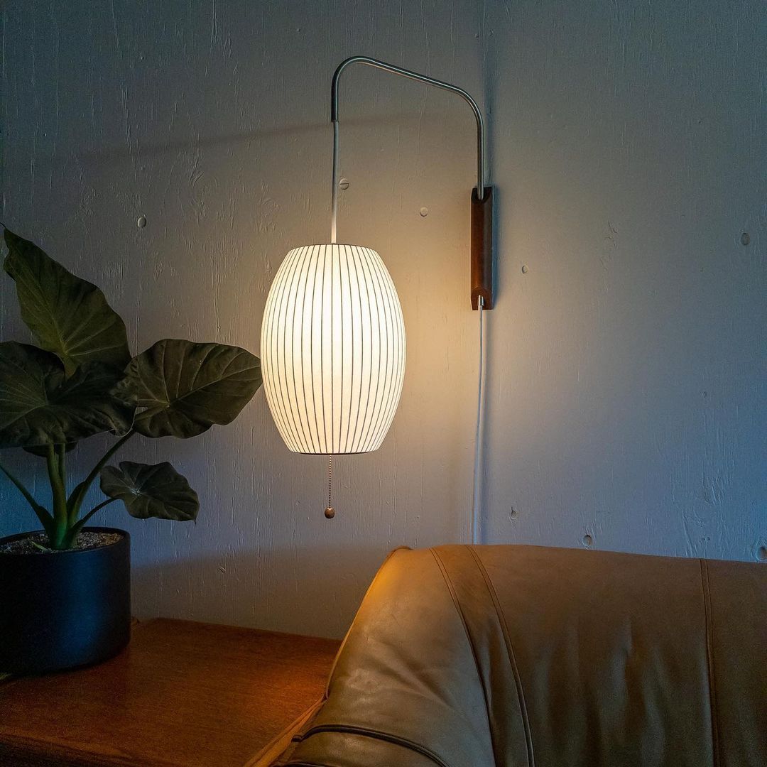 Wandlamp Zijden Kap Walnoot Metaal Wit Woonkamer Slaapkamer | Sansoti