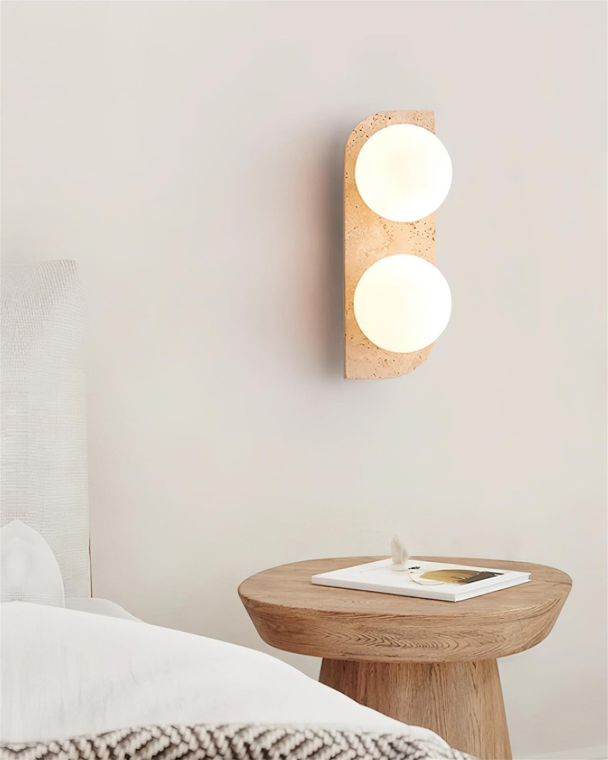 Wall lamp travertine G9 glass wood beige living room hallway bathroom minimalist wall lighting ambient lighting natural design | Sansoti