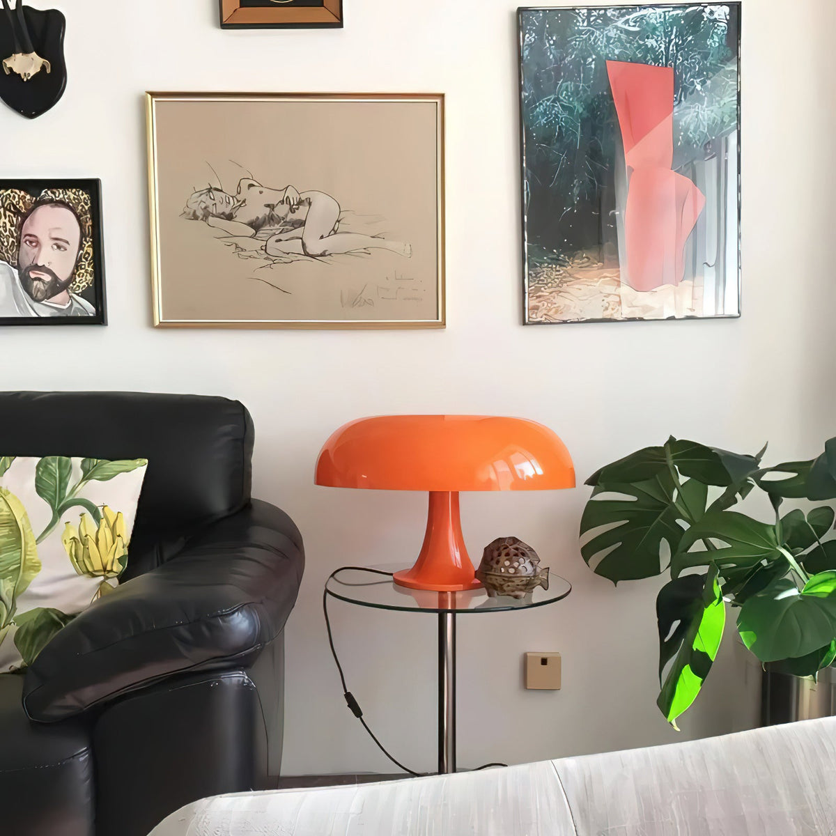Mushroom-Shaped Table Lamp with 4 Light Sources and Dimmed Retro Atmosphere | Sansoti