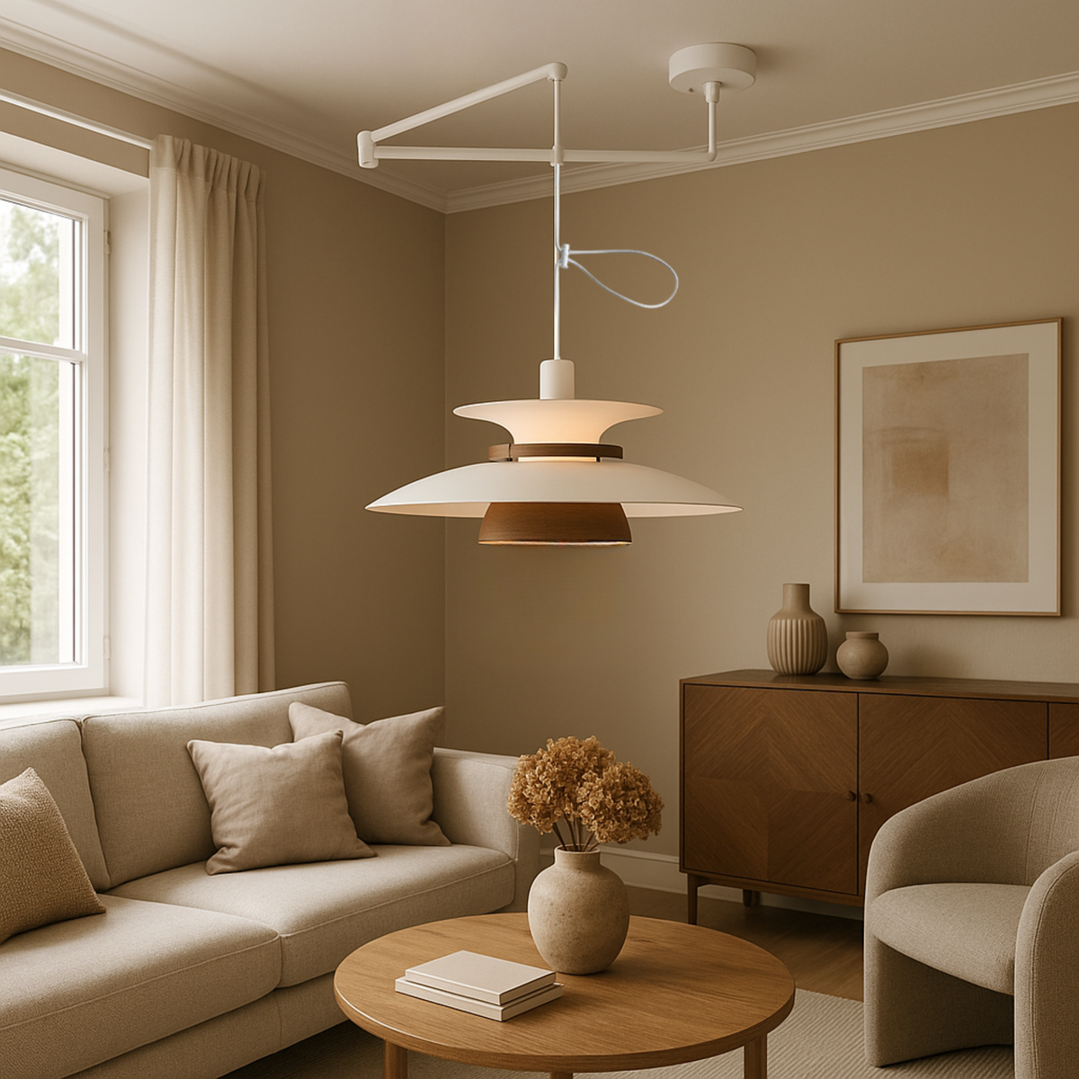 Suspension Merado bras pivotant métal bois noir éclairage salle à manger réglable design scandinave lampe suspendue moderne | Sansoti