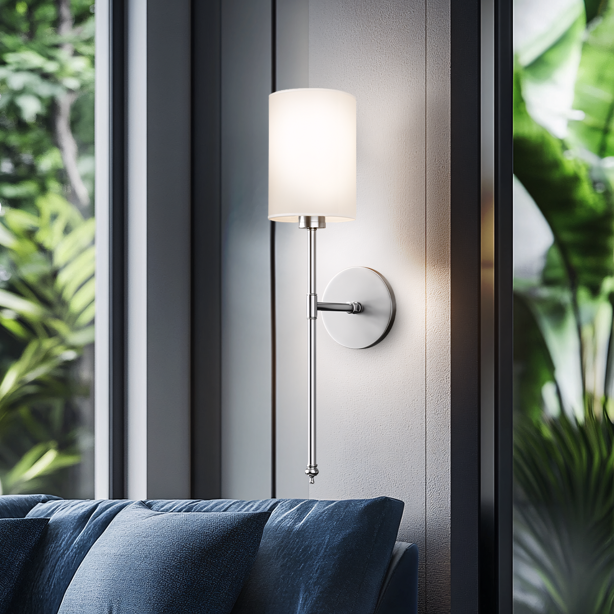 Wandleuchte Gold Weißer Zylinderschirm Set 2 Kabellos Fernbedienung Dimmbar RGB Schlafzimmer | Sansoti