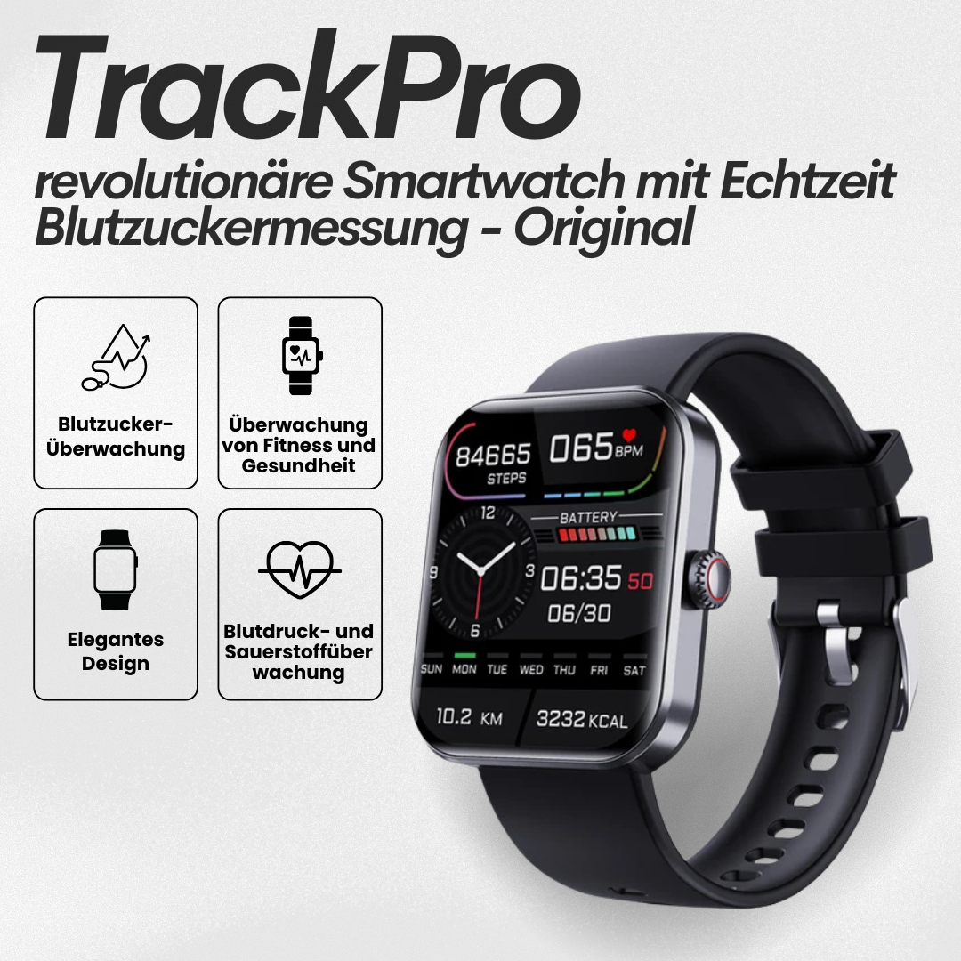 Smart Health Watch with Blood Sugar Measurement and Heart Rate Monitor Black Pink | Sansoti