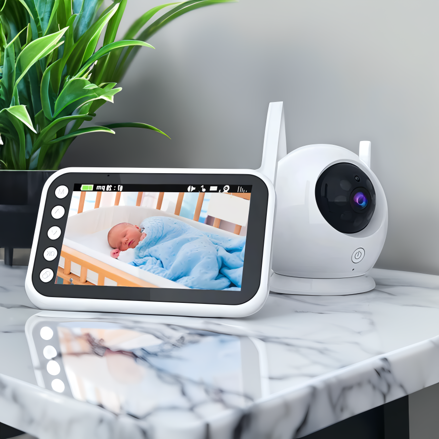 Niania elektroniczna z noktowizją, kamerą HD 1080p, wyświetlaniem temperatury i dwukierunkowym dźwiękiem — bezpieczny monitoring dziecka | Sansoti
