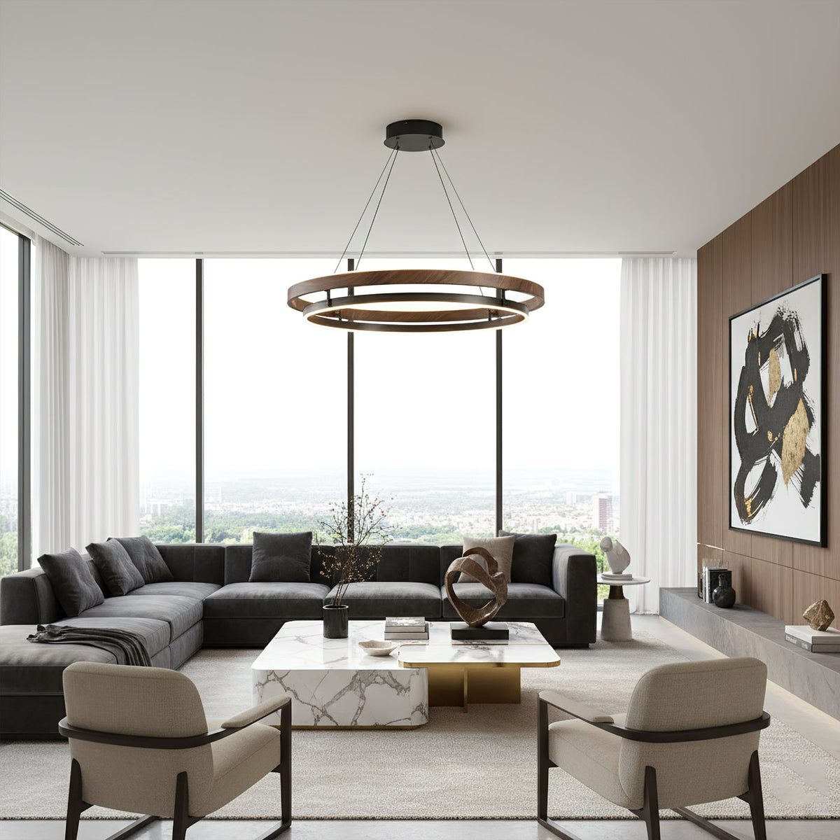 Moderne LED-Hängelampe mit Ringen – Designbeleuchtung mit warmem Licht | Sansoti