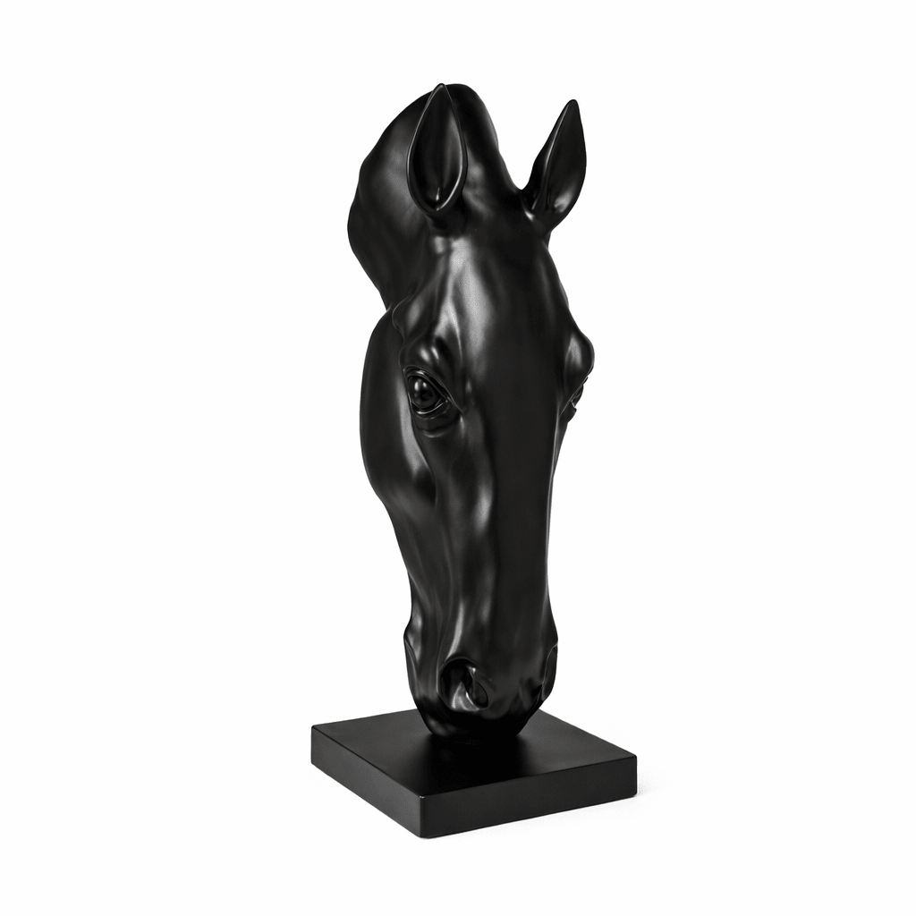 Schwarze Pferdekopf-Skulptur modernes minimalistisches dekoratives Bild | Sansoti