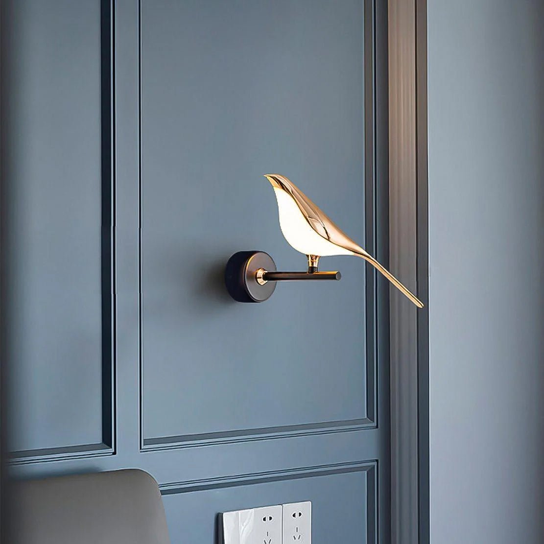 Applique Murale Motif Oiseau avec Bras de Lampe Réglables – Design Noir & Or Rose 1 ou 2 Points Lumineux Oiseau Magnétique Éclairage Décoratif Moderne | Sansoti