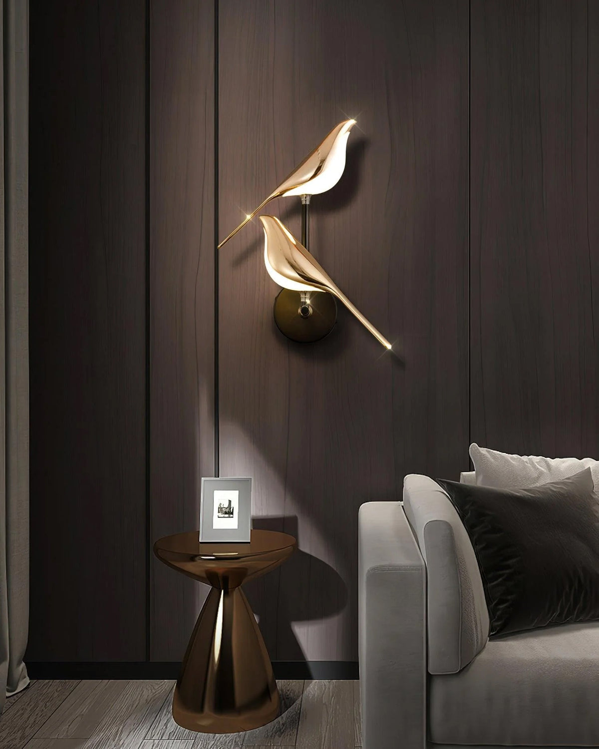 Applique Murale Motif Oiseau avec Bras de Lampe Réglables – Design Noir & Or Rose 1 ou 2 Points Lumineux Oiseau Magnétique Éclairage Décoratif Moderne | Sansoti