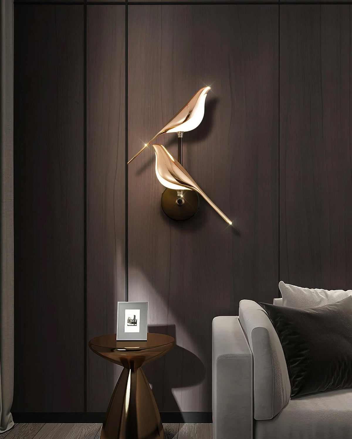 Applique Murale Motif Oiseau avec Bras de Lampe Réglables – Design Noir & Or Rose 1 ou 2 Points Lumineux Oiseau Magnétique Éclairage Décoratif Moderne | Sansoti