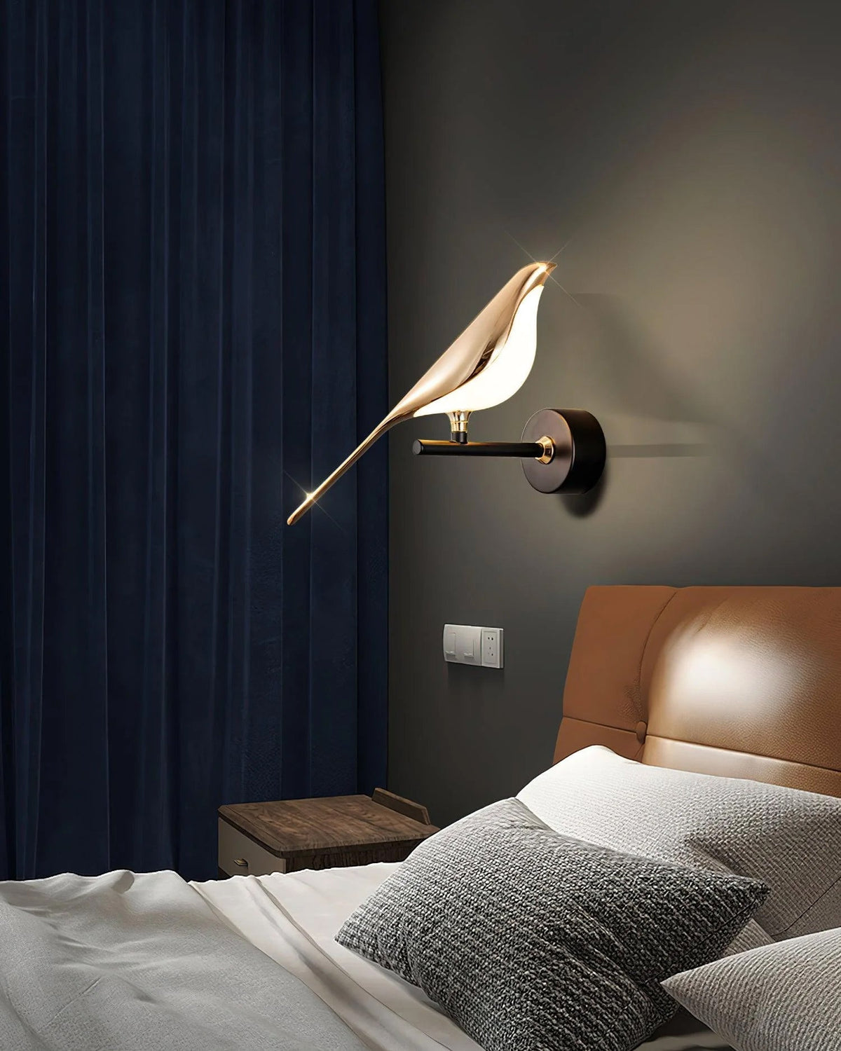 Applique Murale Motif Oiseau avec Bras de Lampe Réglables – Design Noir & Or Rose 1 ou 2 Points Lumineux Oiseau Magnétique Éclairage Décoratif Moderne | Sansoti