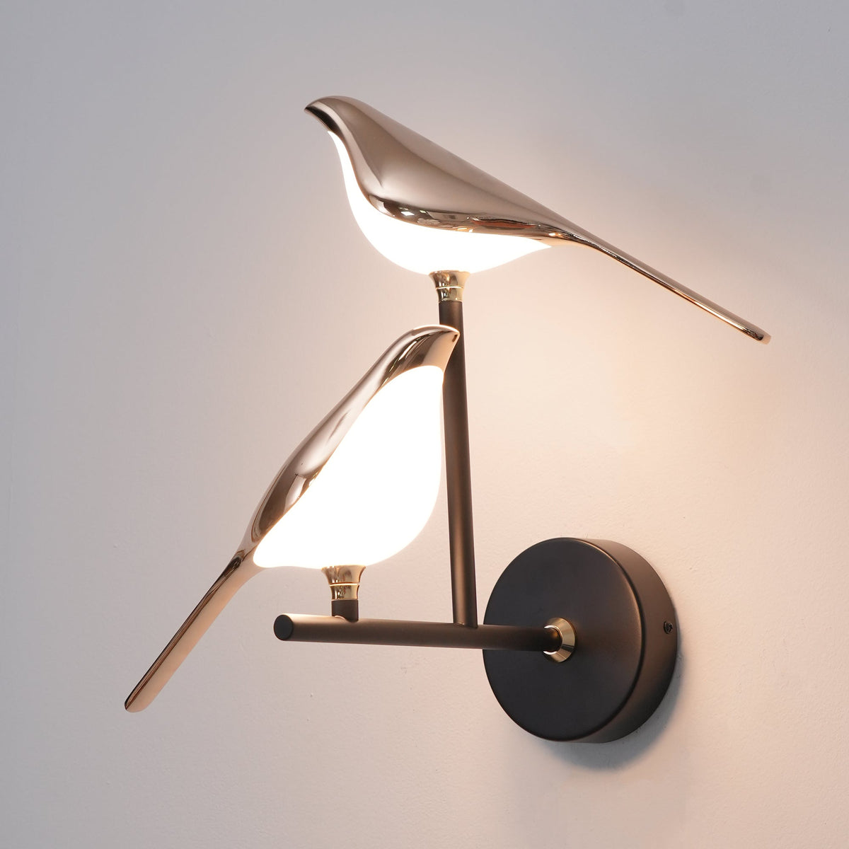 Applique Murale Motif Oiseau avec Bras de Lampe Réglables – Design Noir & Or Rose 1 ou 2 Points Lumineux Oiseau Magnétique Éclairage Décoratif Moderne | Sansoti