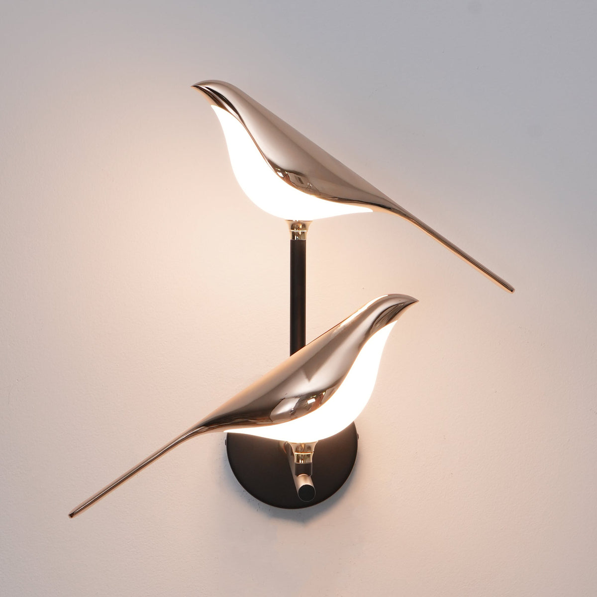 Applique Murale Motif Oiseau avec Bras de Lampe Réglables – Design Noir & Or Rose 1 ou 2 Points Lumineux Oiseau Magnétique Éclairage Décoratif Moderne | Sansoti