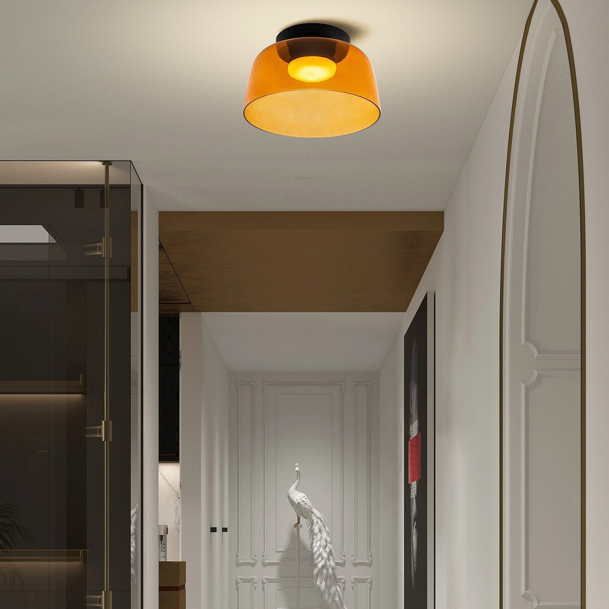 Design-Glas-Deckenlampe mit geschichteter Struktur — Elegantes Lichtspiel für Esszimmer, Wohnzimmer und Schlafzimmer | Sansoti