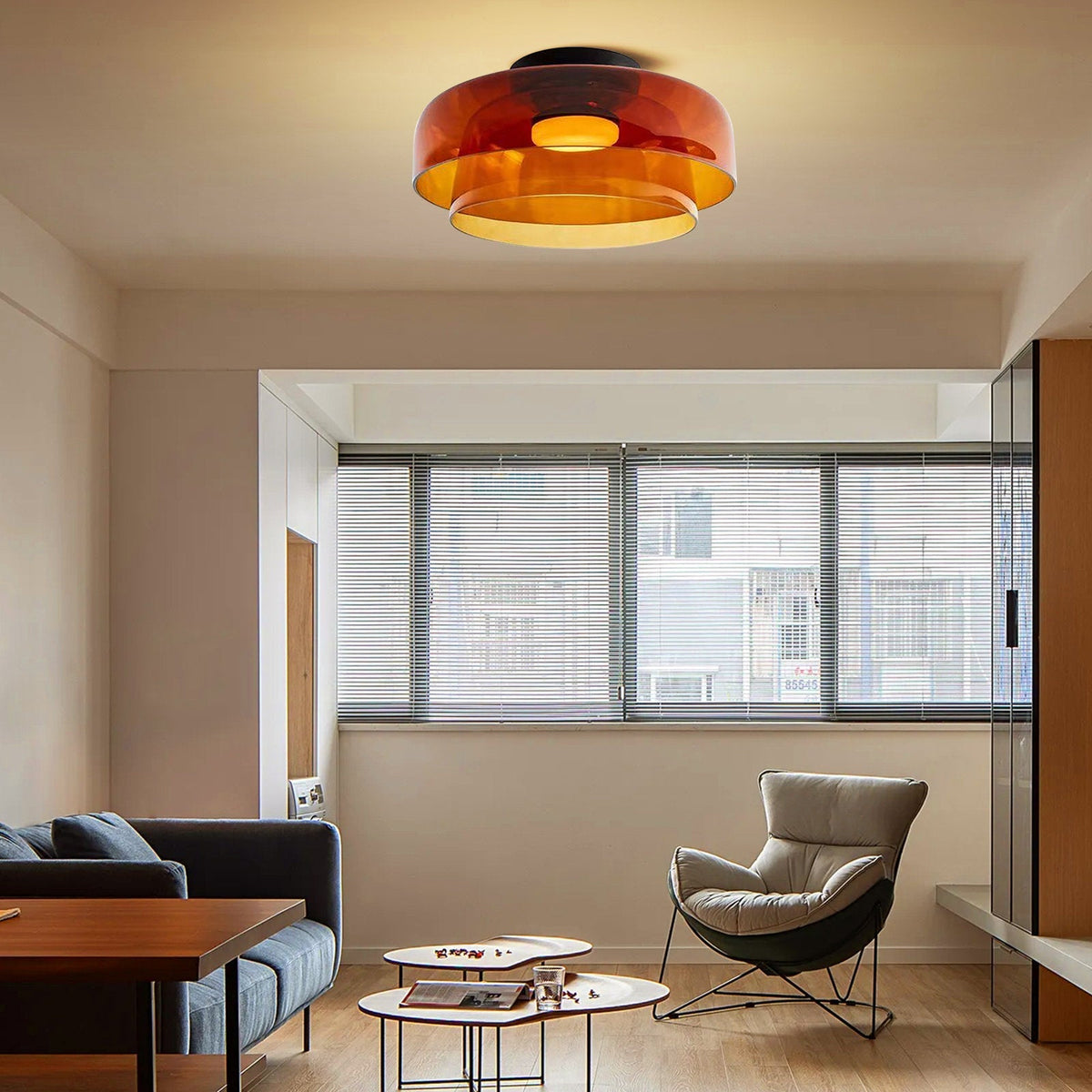 Design-Glas-Deckenlampe mit geschichteter Struktur — Elegantes Lichtspiel für Esszimmer, Wohnzimmer und Schlafzimmer | Sansoti
