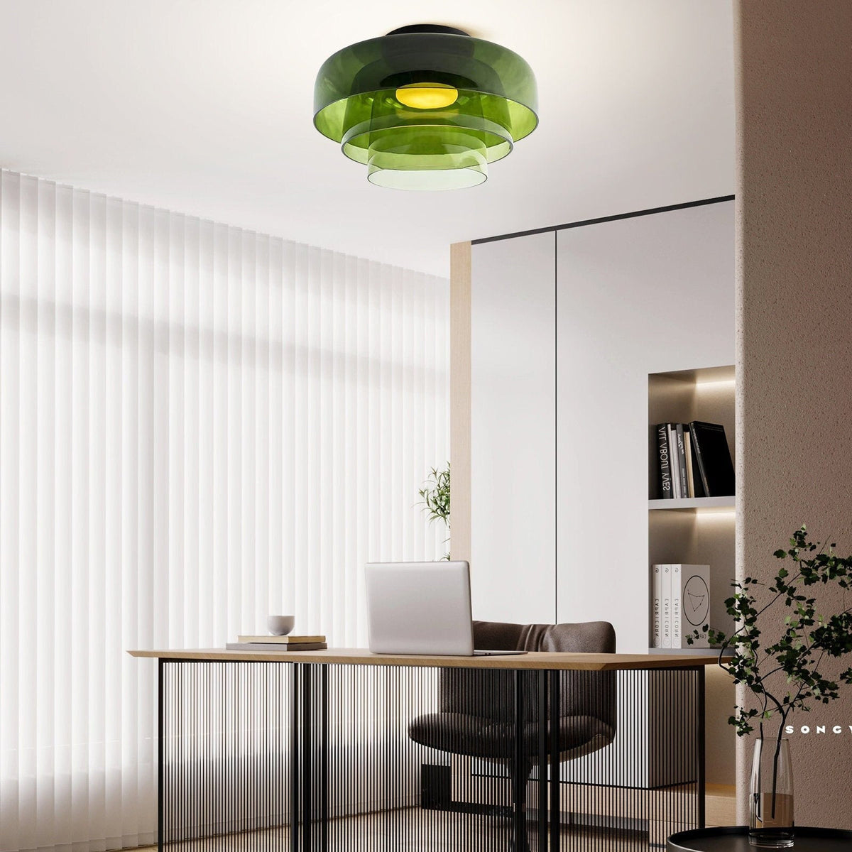 Design-Glas-Deckenlampe mit geschichteter Struktur — Elegantes Lichtspiel für Esszimmer, Wohnzimmer und Schlafzimmer | Sansoti