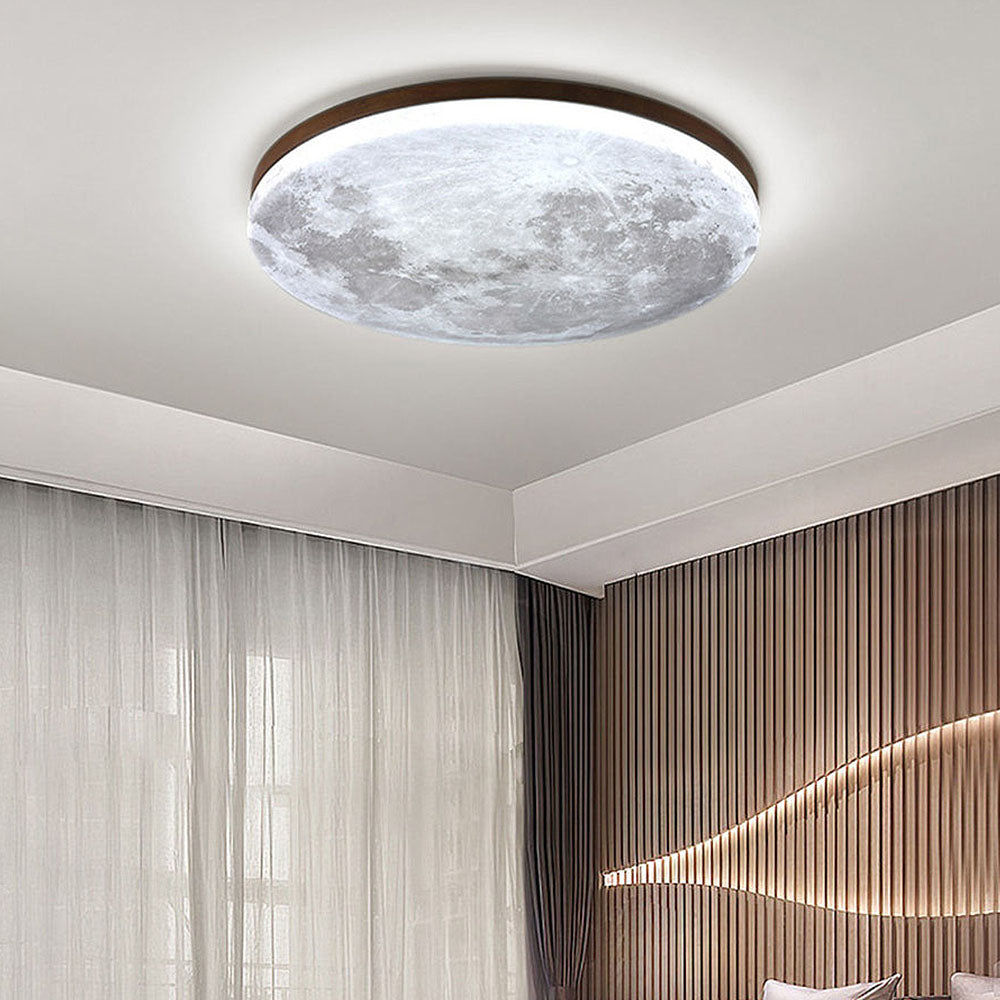 LED-Deckenlampe Mond-Design Holz Acryl rund 26-48cm Schlafzimmer Wohnzimmer Deckenlampe Mondlampe LED-Beleuchtung modernes Interieur | Sansoti