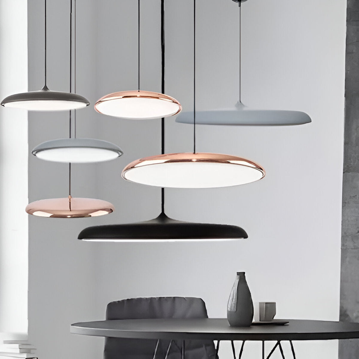Lampa wisząca w kształcie talerza, designerska, LED 4000K, nordycka, nowoczesna, Ø25 Ø40 | Sansoti